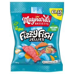 Maynards Bassetts Fizzy Fish Sweets Bag £1.35 PMP 130g