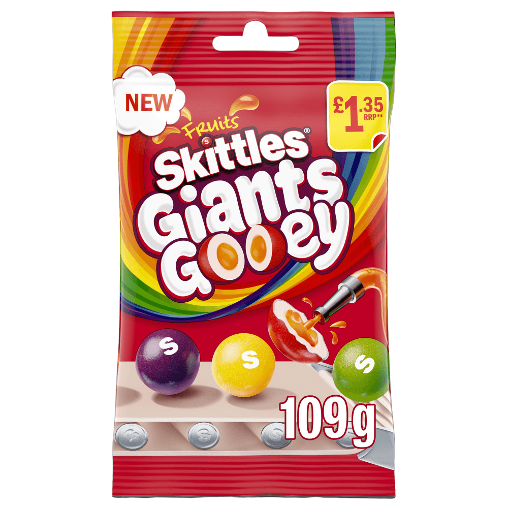 Skittles Giants Gooey Vegan Chewy Sweets Fruit Flavoured Pouch Bag 109g £1.35 PMP
