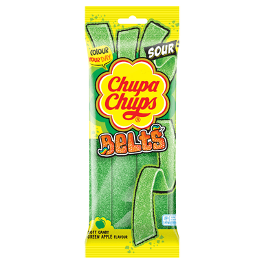 Chupa Chups Sour Apple Belts - 18 x 90g Packs