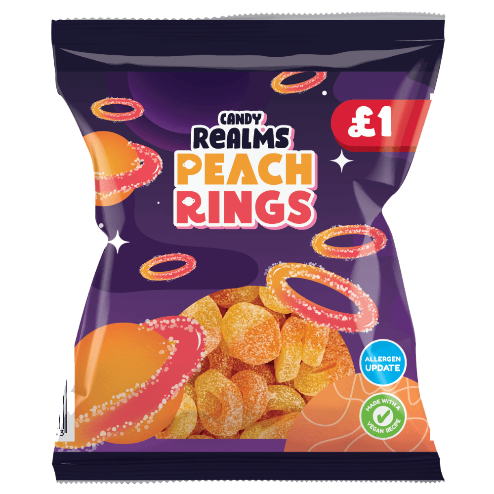 Candy Realms Peach Rings Bag 160g £1 PMP