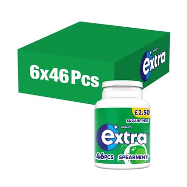 Extra Spearmint Sugarfree Chewing Gum Bottle 46 Pieces - 6 x 64g PMP Bottles