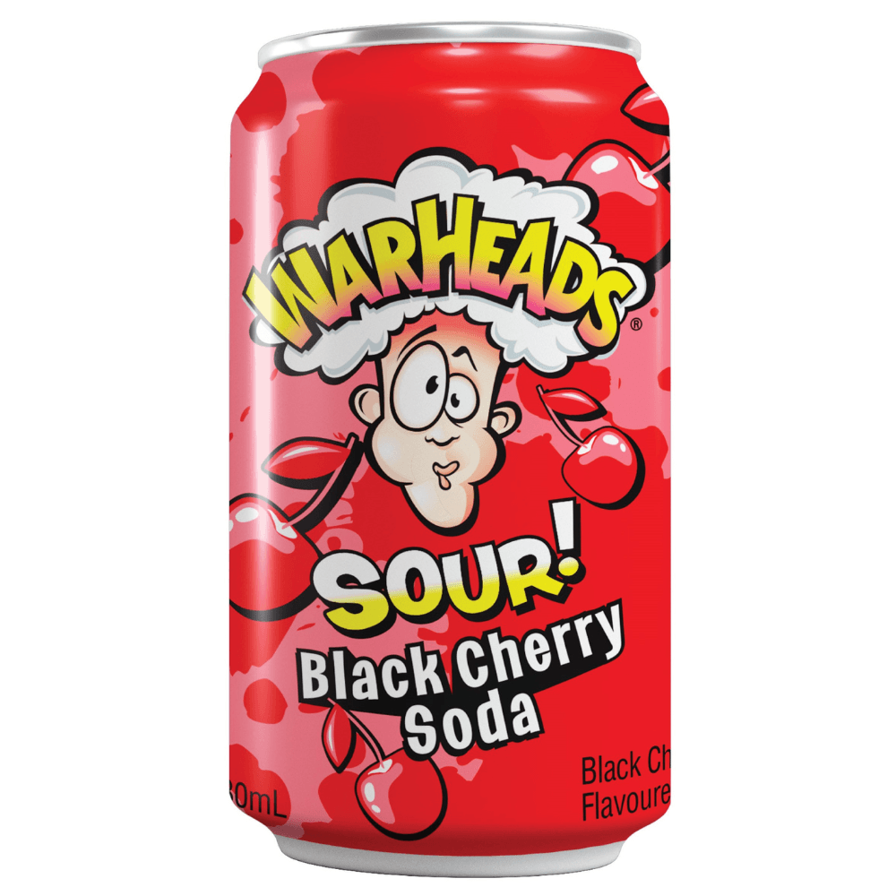 Warheads Sour Black Cherry Soda Cans 330ml
