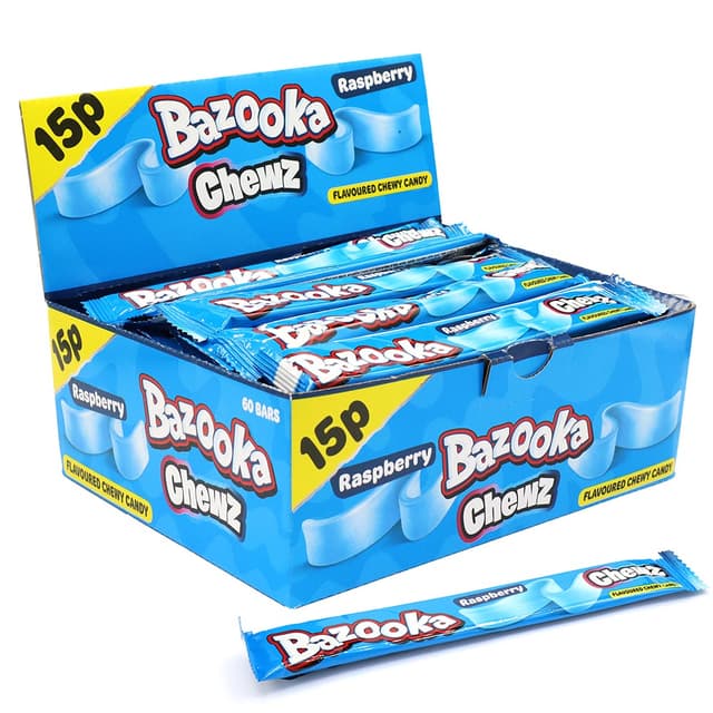 Bazooka Blue Raspberry Chew Bars - 60 x 14g Bars | Wholesale Sweets