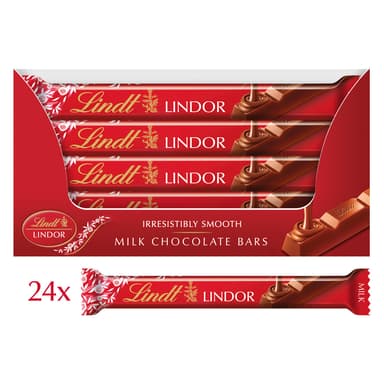 Lindt Lindor Milk Chocolate Treat Bar - 24 x 38g Bars