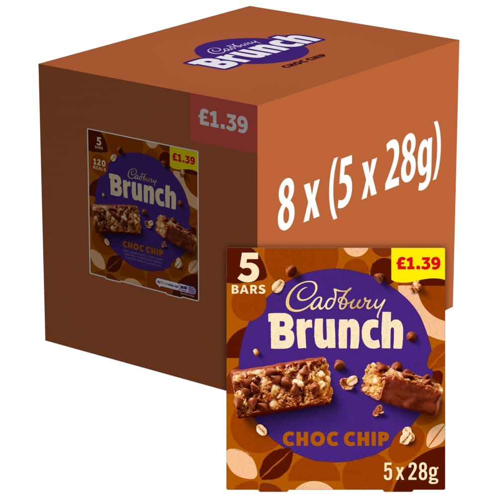 Cadbury Brunch Bar Choc Chip 5 Pack £1.39 PMP 140g