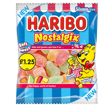 Haribo Nostalgix Sugar Coated Fruit & Cola Flavour Jelly Sweets - 12 x 140g Bags