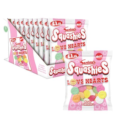Swizzels Squashies Love Hearts Fruit Flavours  - 12 x 120g Bags