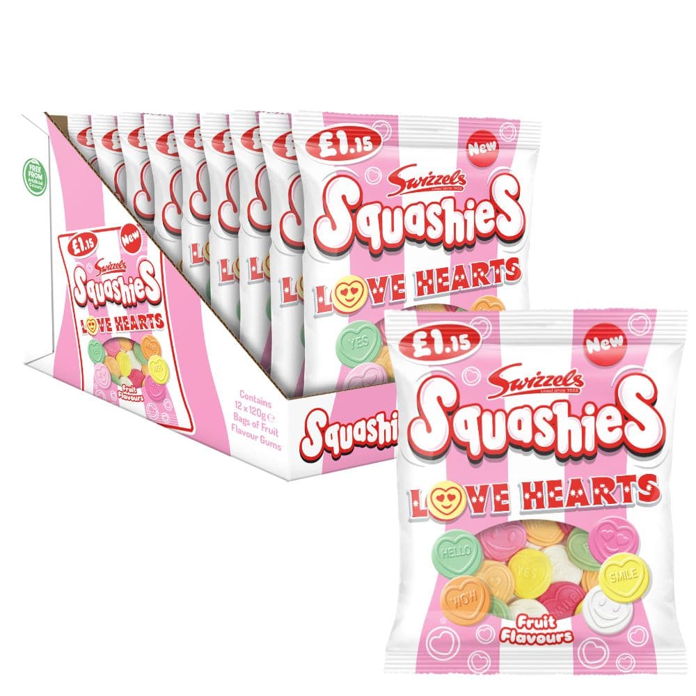 Swizzels Squashies Love Hearts Fruit Flavours 120g £1.15 PMP