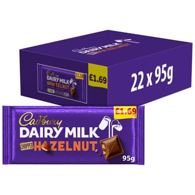 Cadbury Dairy Milk Chopped Nut Chocolate Bar - 22 x 95g Bars