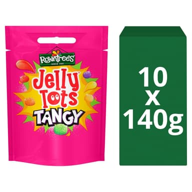Rowntree's Jelly Tots Tangy Sweets Sharing Bag - 10 x 140g Pouches
