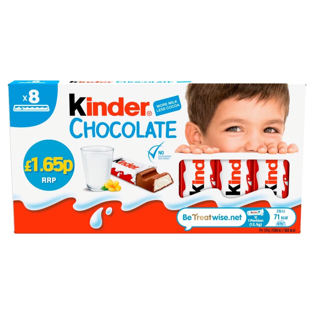 Kinder Small Chocolate Bars 8 Pack 12.5g £1.65 PMP