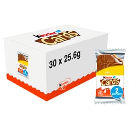 Kinder Cards Milk Chocolate Wafer Biscuit Twin Pack 25.6g 65p PMP