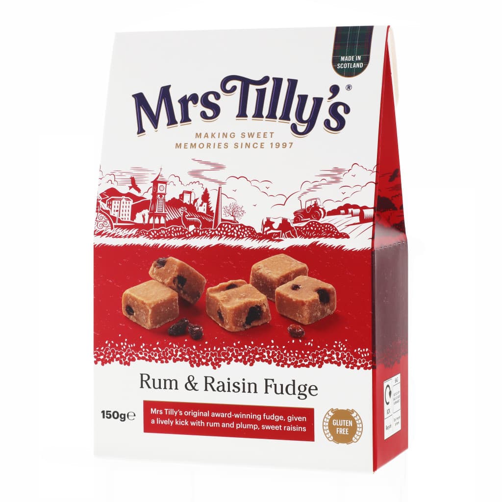 Mrs Tilly's Rum & Raisin Scottish Fudge Box 150g