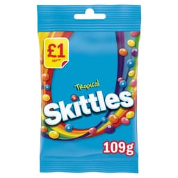 Skittles Vegan Chewy Sweets Tropical Flavoured Treat Bag 109g £1 PMP 