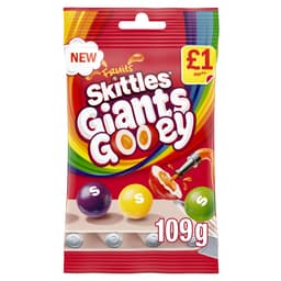 Skittles Giants Gooey Vegan Chewy Sweets Fruit Flavoured Treat Bag 109g £1 PMP 
