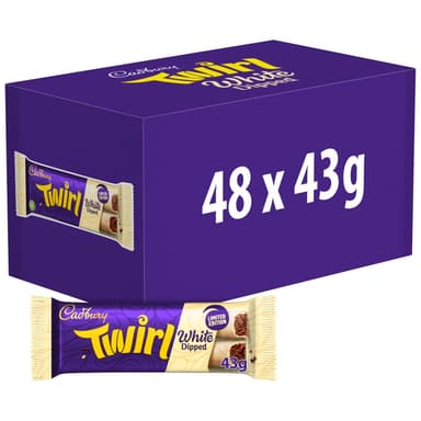 Cadbury Twirl White Dipped Chocolate - 48 x 43g Bars