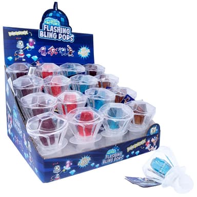 Crazy Candy Factory Flashing Bling Pop - 16 x 6g Lollipops