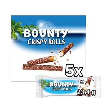 Bounty Crispy Rolls Coconut & Milk Chocolate Bars 5 Pack - 14 x 117g Multipacks 