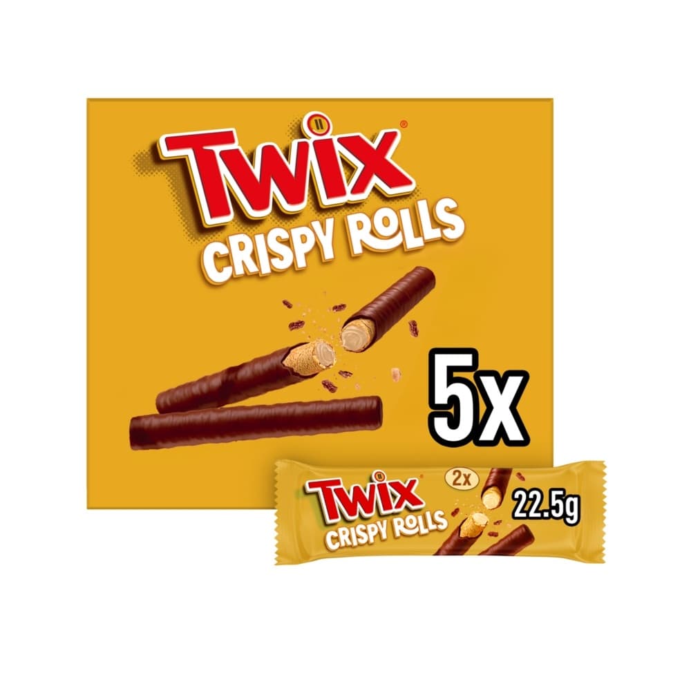 Twix Milk Chocolate Crispy Rolls Snack Bar 5 Pack Multipack 112.5g