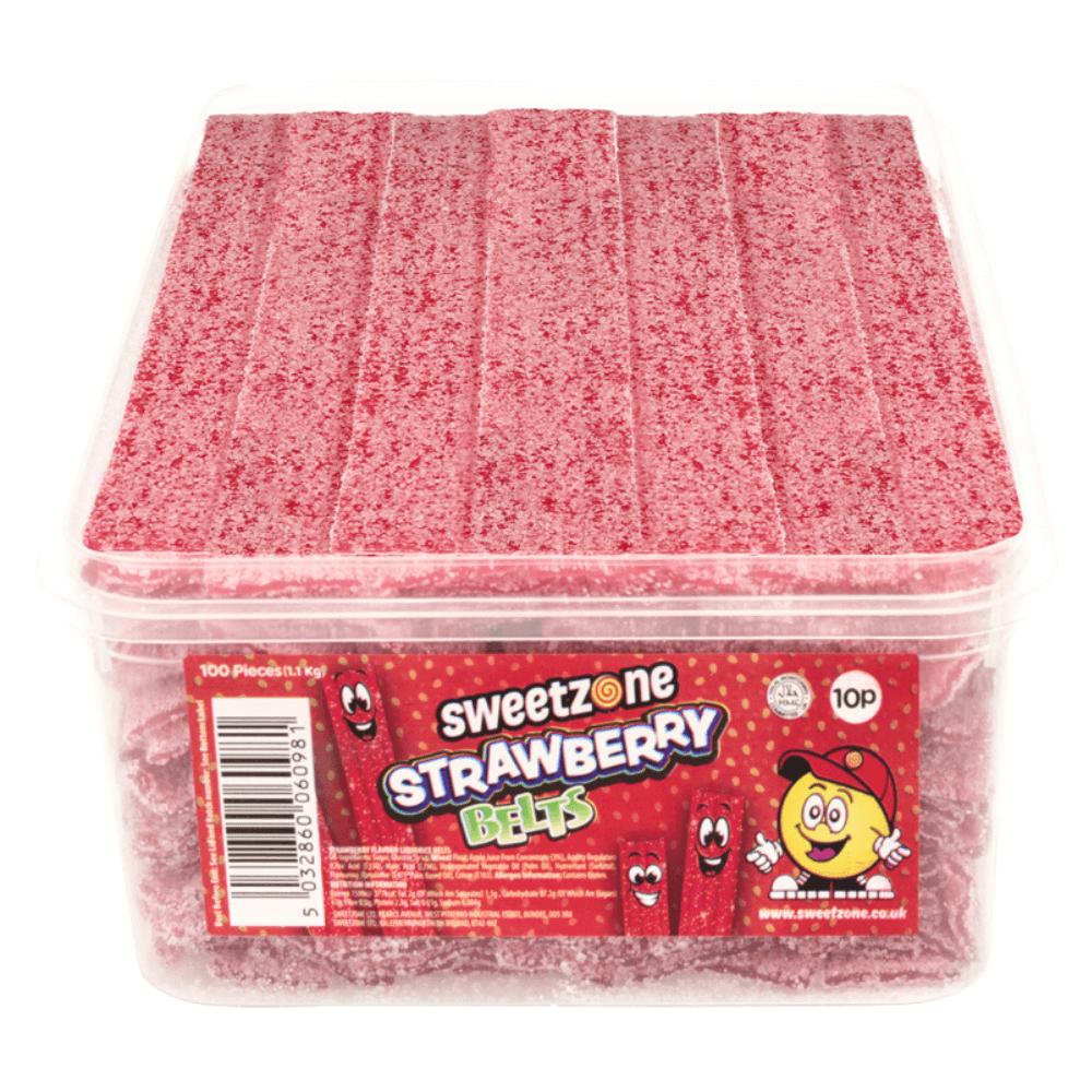 Sweetzone Strawberry Belts Tub 1.1kg 10p PMP