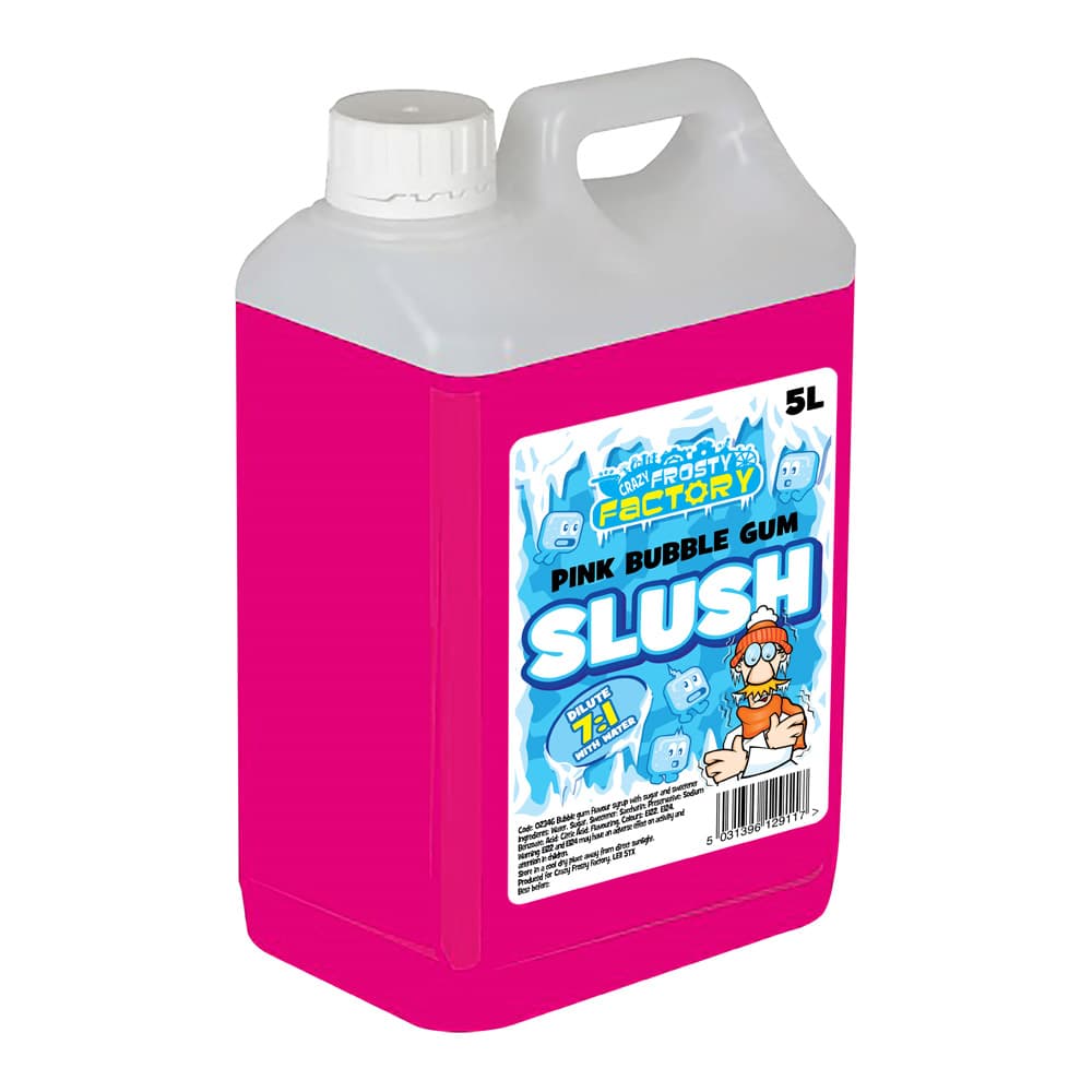 Crazy Frosty Factory Pink Bubblegum Slush Syrup Bottle 5L
