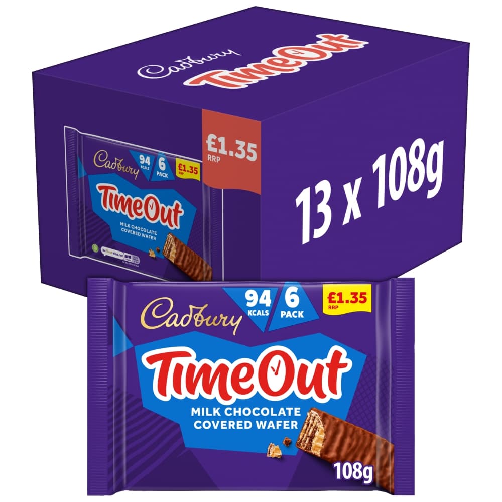 Cadbury Timeout 6 Pack Milk Chocolate Biscuit Bars Multipack 108g £1.35 PMP