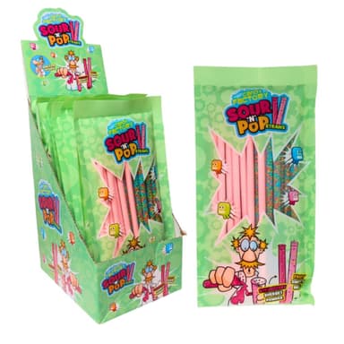 Crazy Candy Factory Sour n Pop Straws - 12 x 120g Packs
