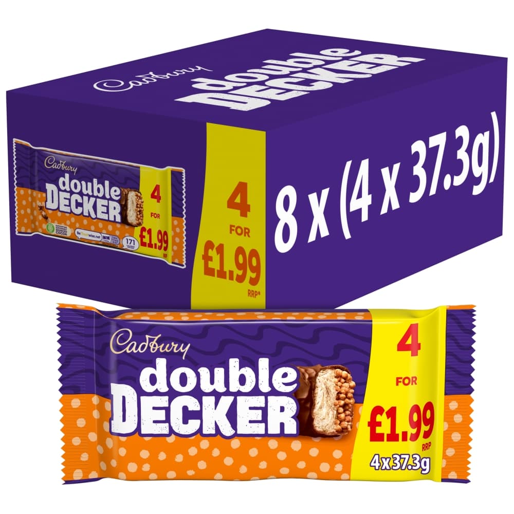 Cadbury Double Decker Chocolate Bar 4 Pack Multipack 149.2g £1.99 PMP