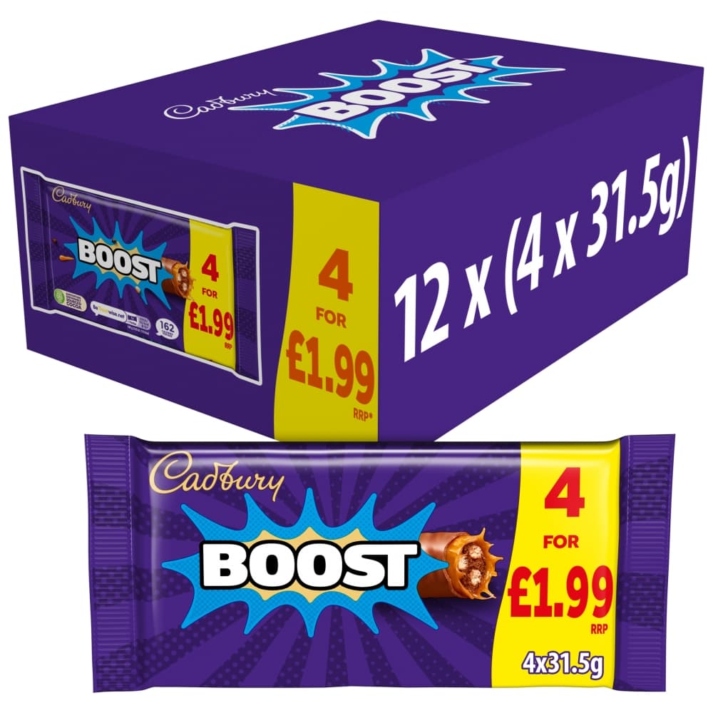 Cadbury Boost Chocolate Bar 4 Pack Multipack 126g £1.99 PMP