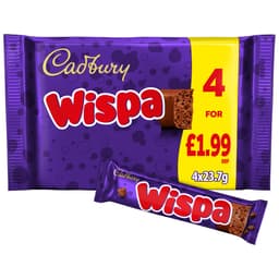 Cadbury Wispa Chocolate Bar 4 Pack 94.8g £1.99 PMP
