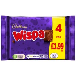 Cadbury Wispa Chocolate Bar 4 Pack 94.8g £1.99 PMP
