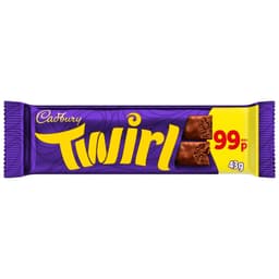 Cadbury Twirl Chocolate Bar 43g 99p PMP