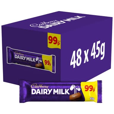 Cadbury Dairy Milk Chocolate Bar - 48 x 45g Bars
