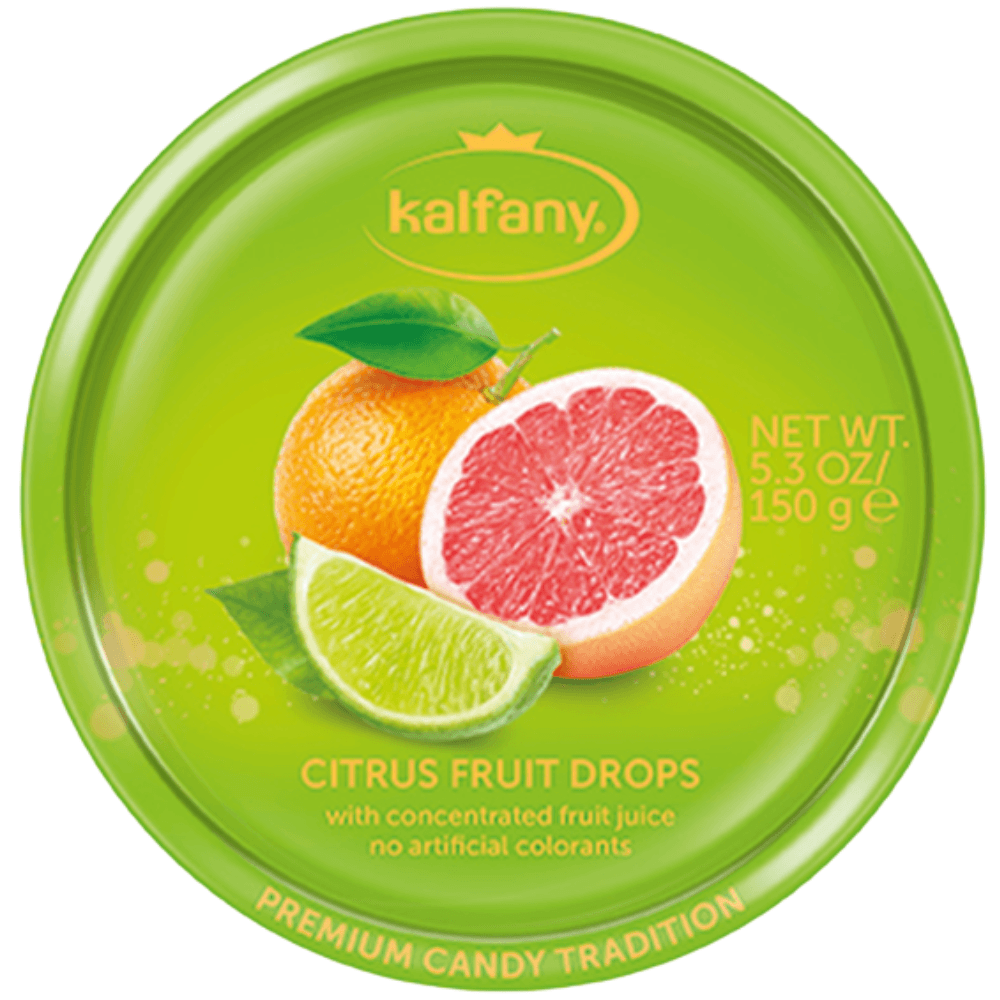 Kalfany Citrus Fruit Drops Tin 150g