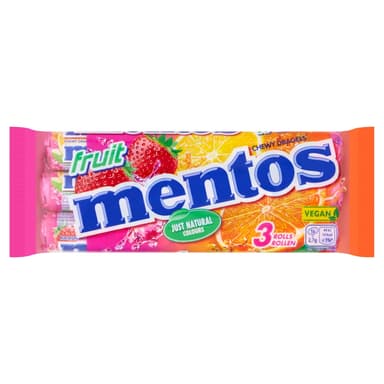 Mentos Chewy Dragees Fruit 3 Pack - 25 x 114g Multipacks