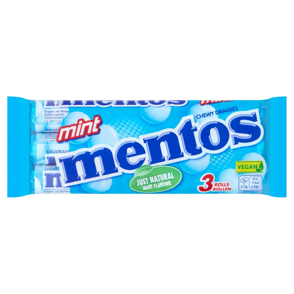 Mentos Chewy Dragees Mint Flavour 3 Pack 114g