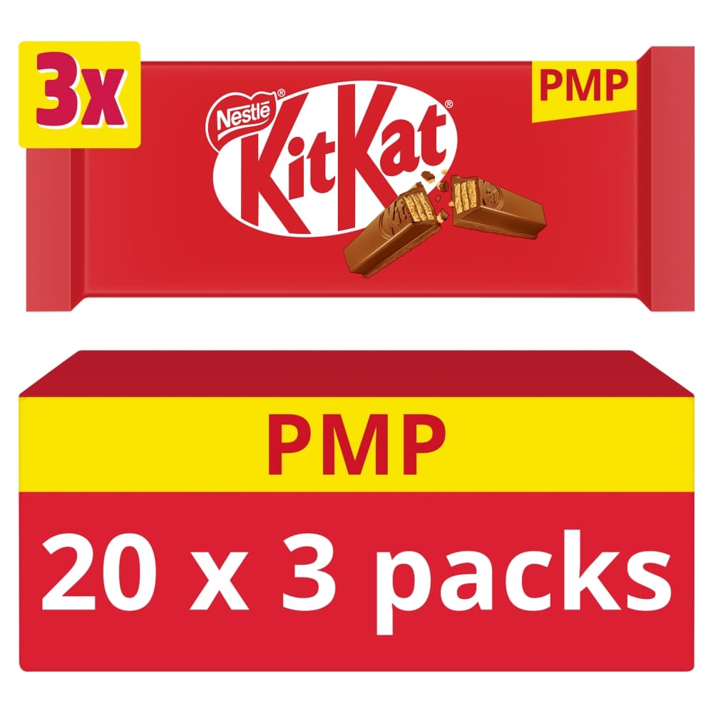 KitKat 4 Finger Milk Chocolate Biscuit Bar 3 Pack Multipack 124.5g PMP £1.85