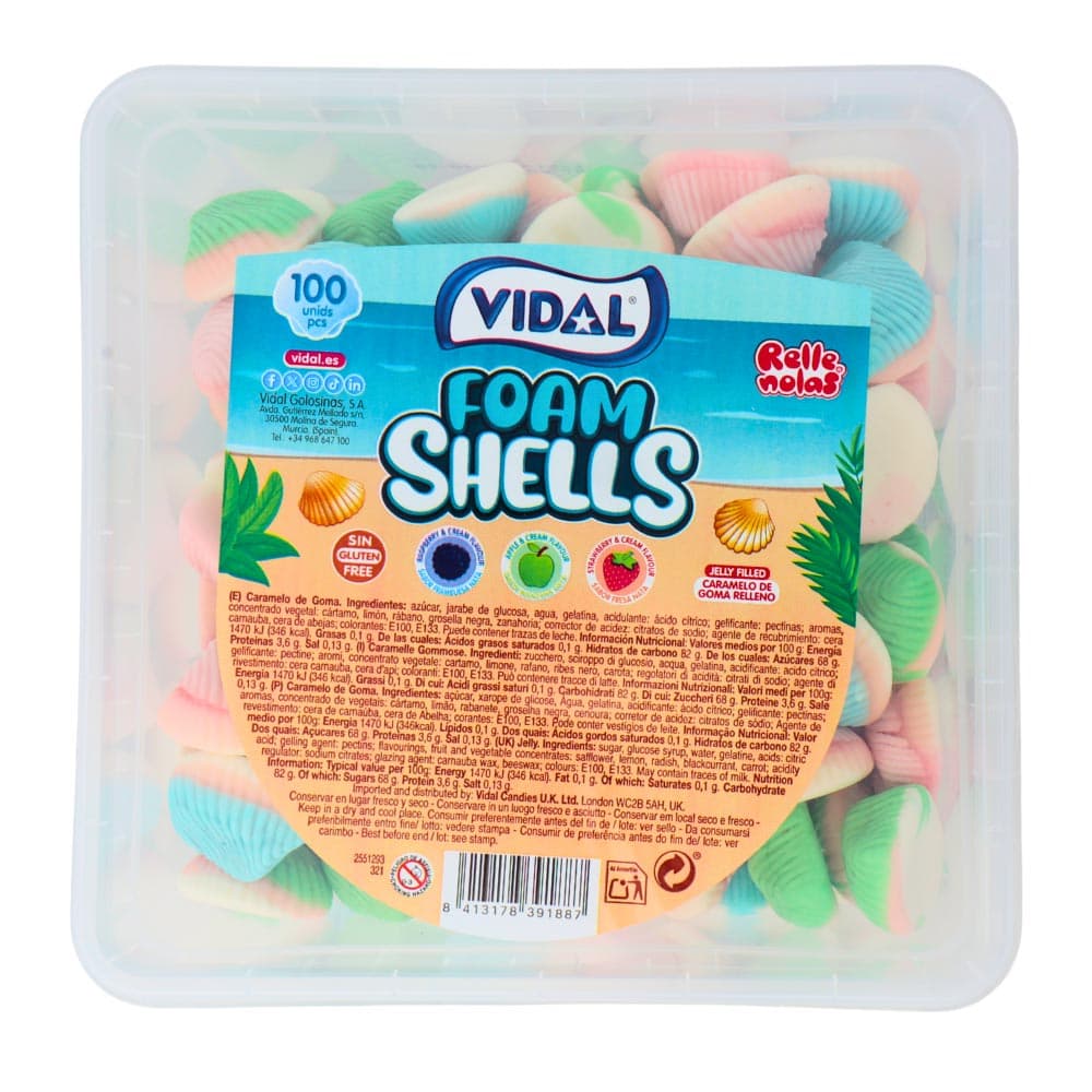 Vidal Jelly Filled Seashells Tub 7p PMP