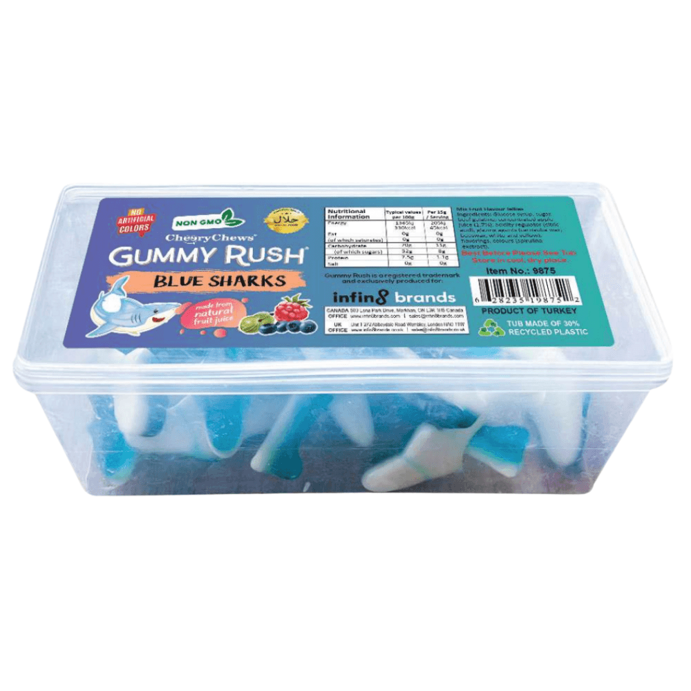 Gummy Rush Blue Sharks Tub 200g