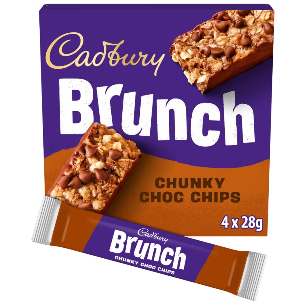 Cadbury Brunch Bar Chocolate Chip Cereal Bars 4 Pack 112g