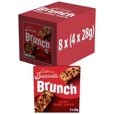 Cadbury Bournville Brunch Oats Dark Chocolate Chip Cereal Bars - 8 x 112g Multipacks