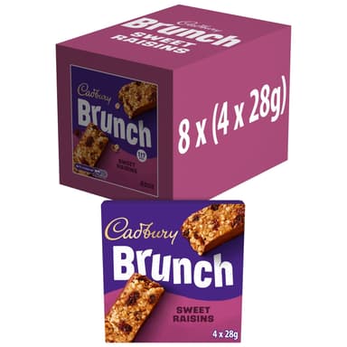 Cadbury Brunch Oats Raisin Chocolate Cereal Bars 4 Pack - 8 x 112g Multipacks