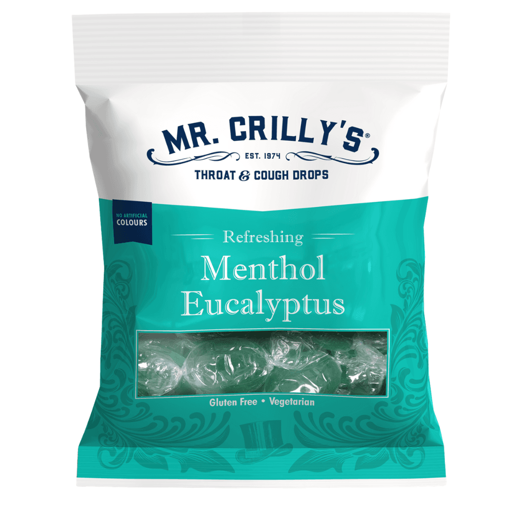 Mr. Crilly's Throat & Cough Drops Menthol & Eucalyptus Flavour Bag 90g