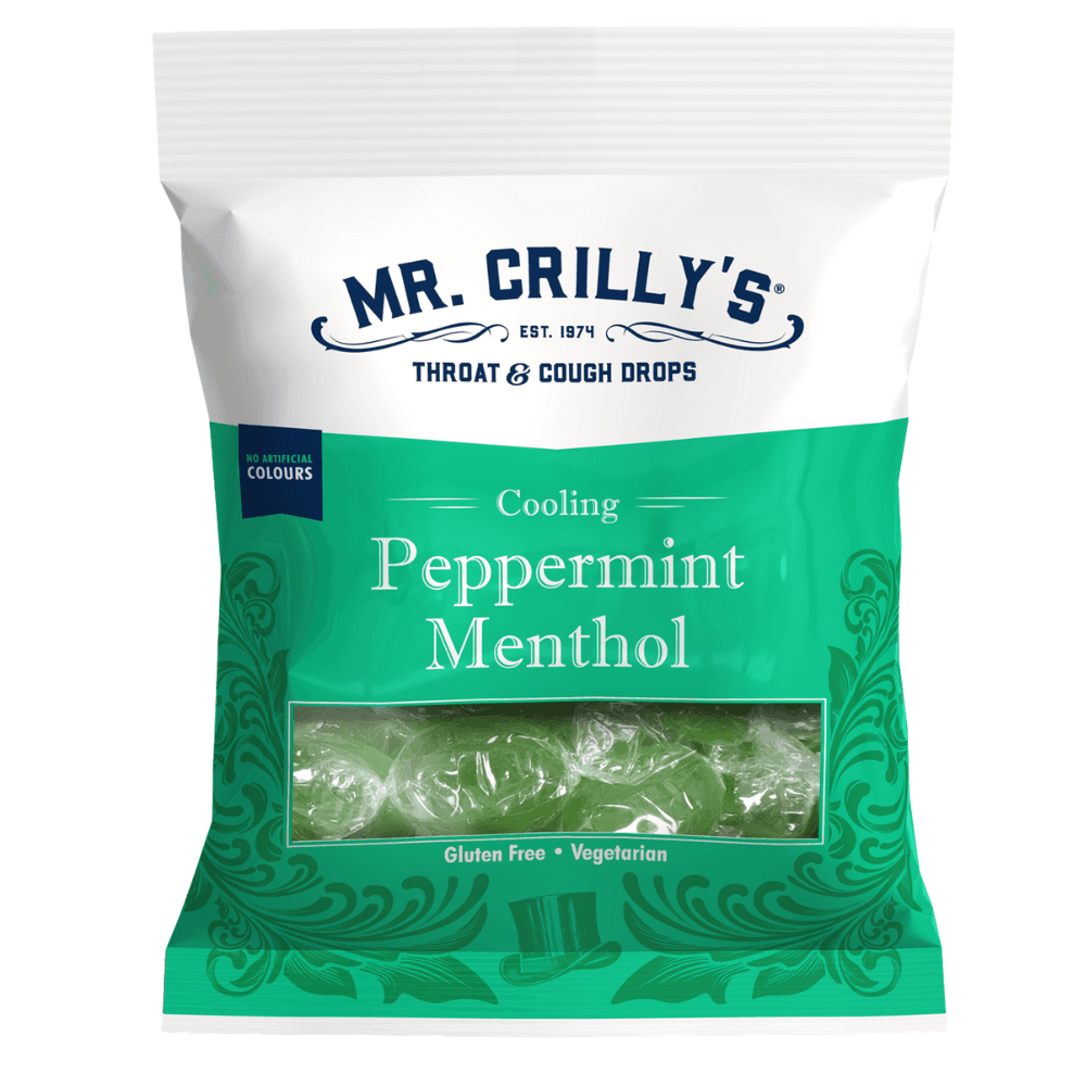 Mr. Crilly's Throat & Cough Drops Peppermint Menthol Flavour Bag 90g