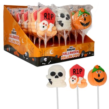 Candy Realms Halloween Mallow Pops - 24 x 45g Lollipops