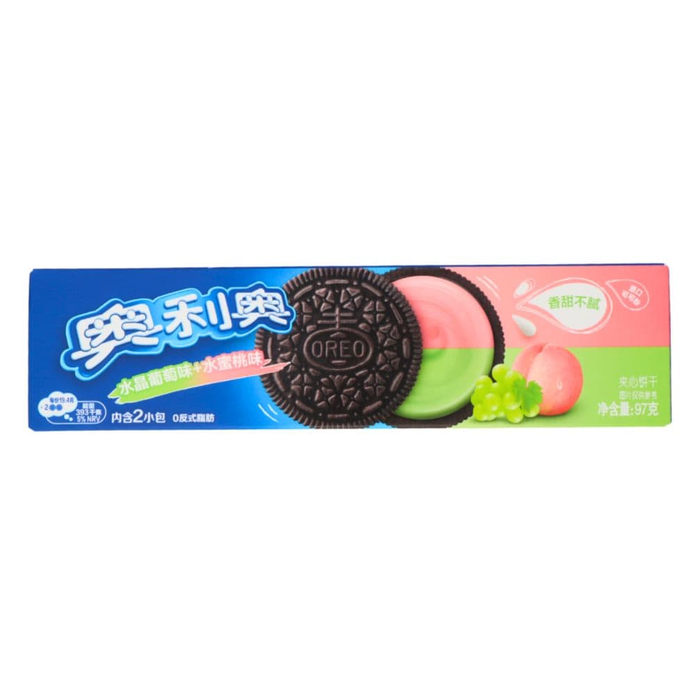 Oreo Sandwich Biscuits with Grape & Peach Flavoured Cream Filling 97g