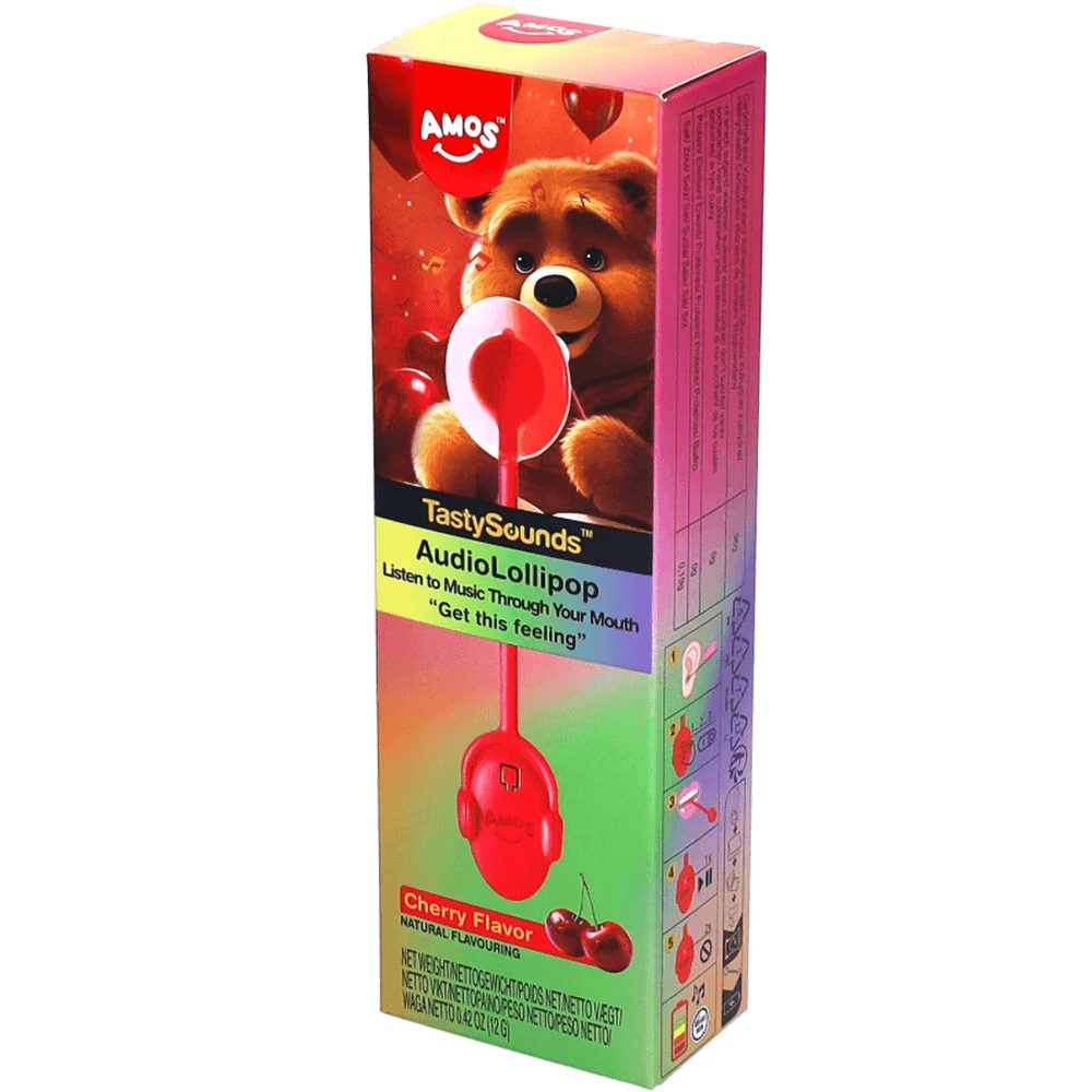 Amos TastySounds Get The Feeling Audio Lollipop Cherry Flavour 12g