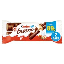 Kinder 2 Bueno Milk & Hazelnut Bar 43g 89p PMP