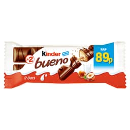 Kinder 2 Bueno Milk & Hazelnut Bar 43g 89p PMP