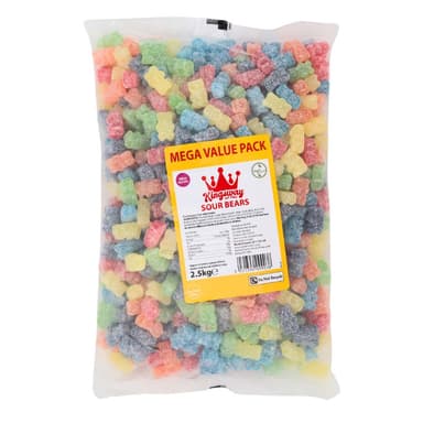 Kingsway Mega Value Sour Bears - 1 x 2.5kg Bag
